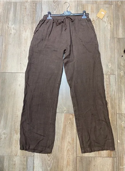 100% Linen Drawstring Pants- 30132