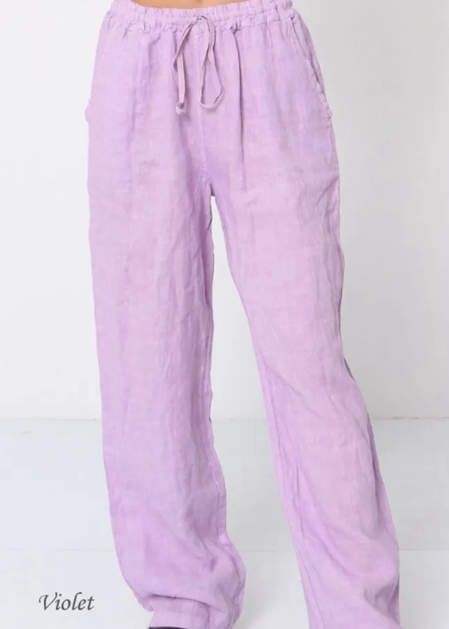 100% Linen Drawstring Pants- 30132