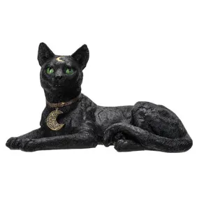 12.4" Black Cat Laying Statue