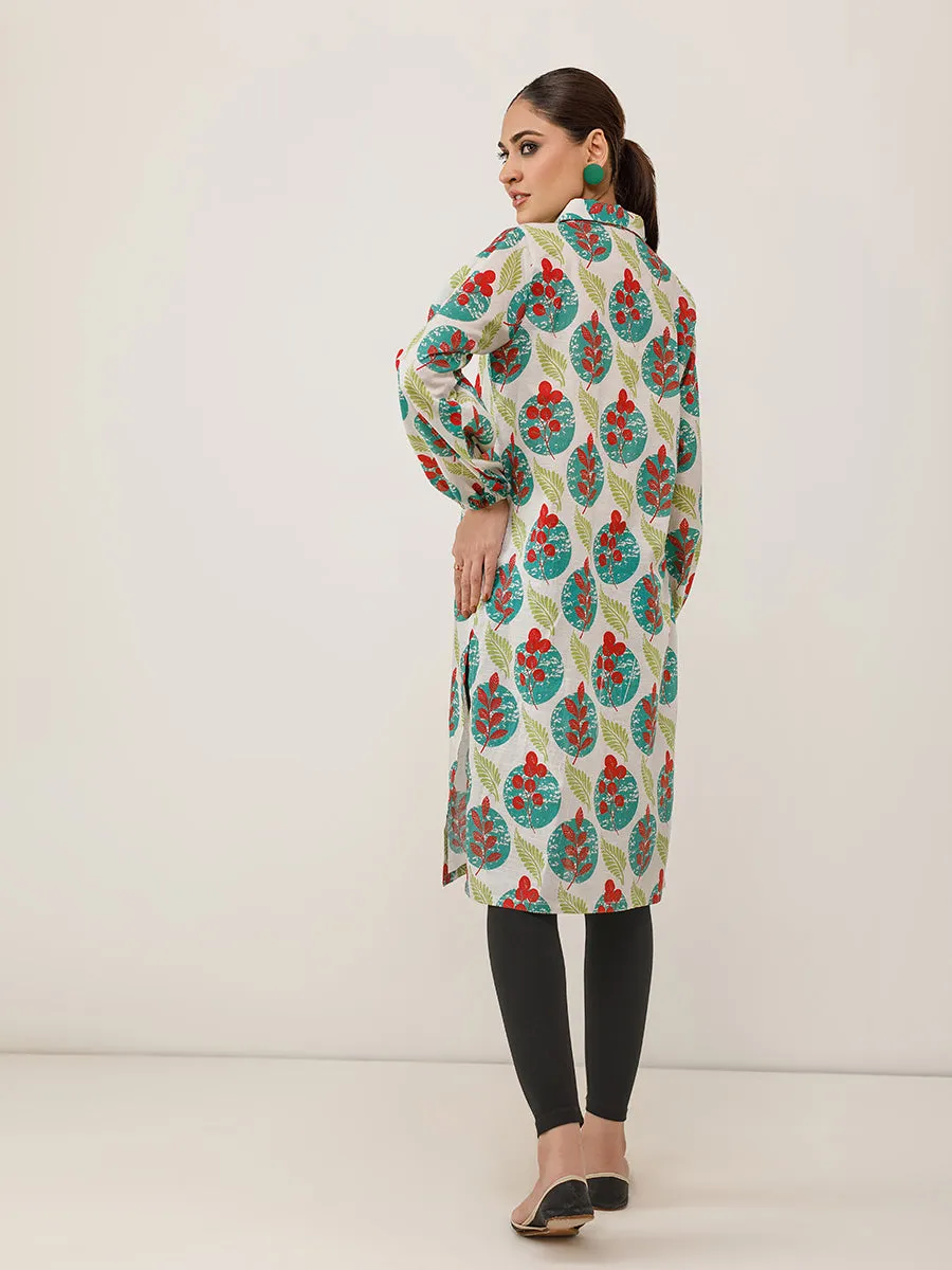 1pc Unstitched Digital Printed Lawn Slub Kurti