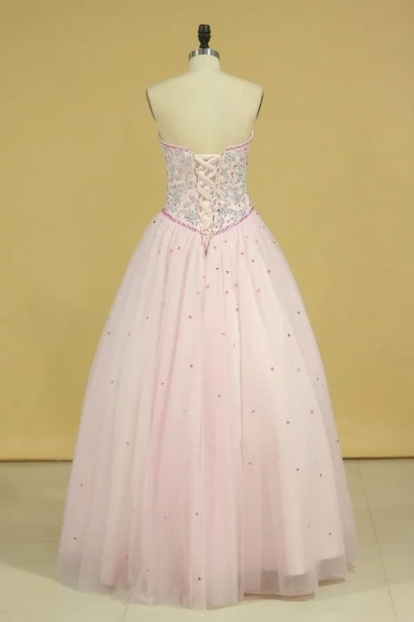 2024 Sweetheart Ball Gown Quinceanera Dresses Tulle With Beads And PD9HAHRG