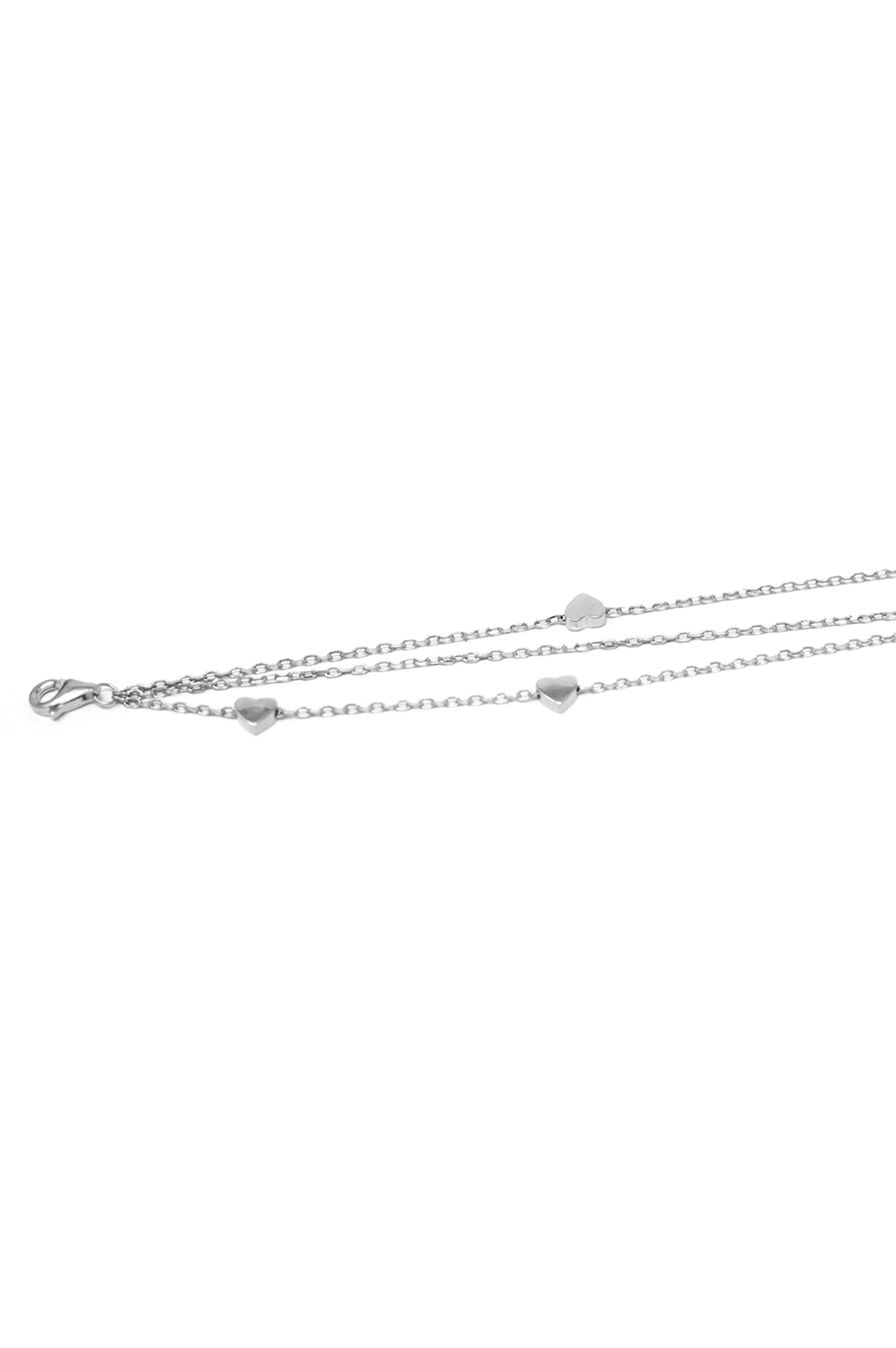 3 Layer Dancing Hearts Sterling Silver Chain Bracelet