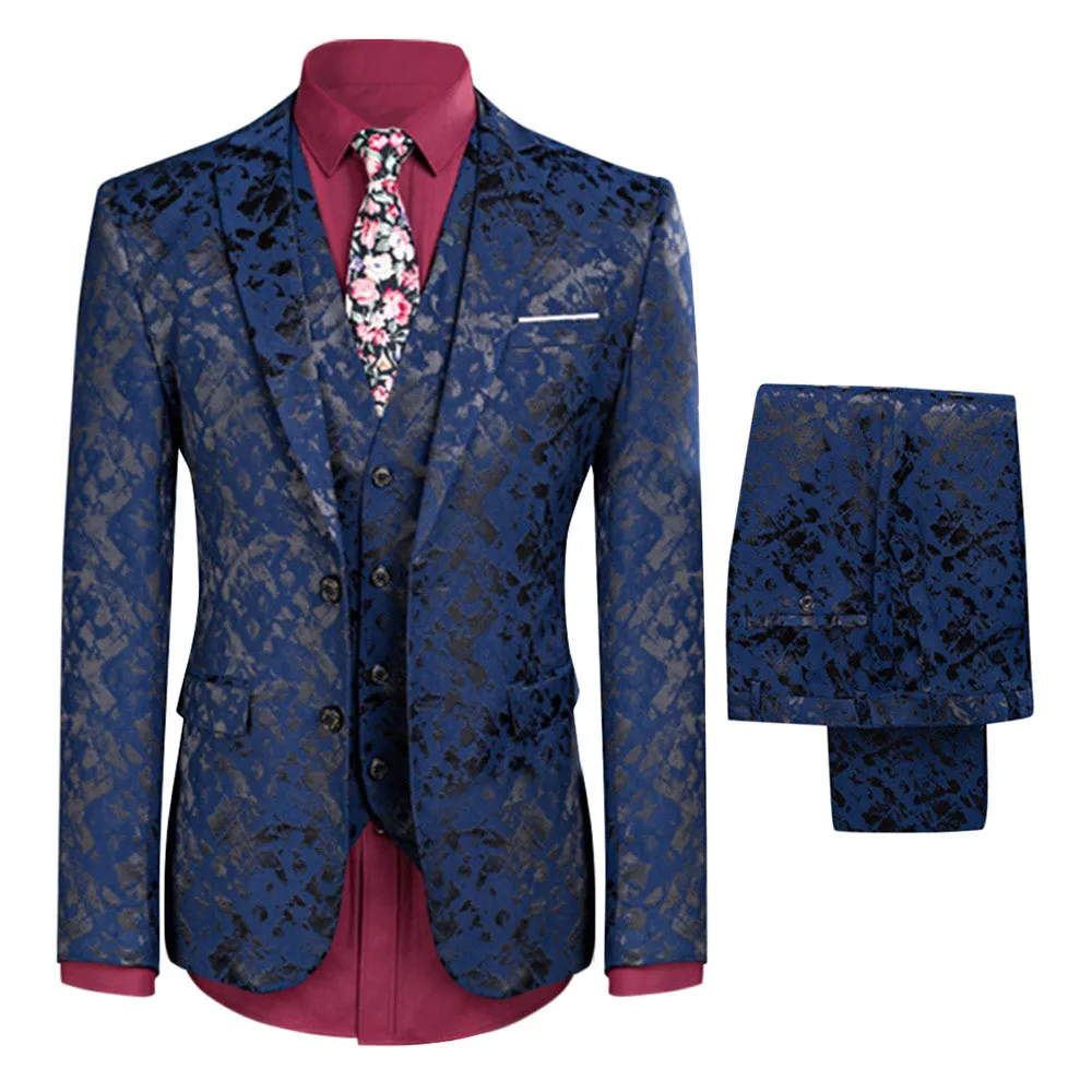 3-Piece Paisley Print Suit 2 Colors