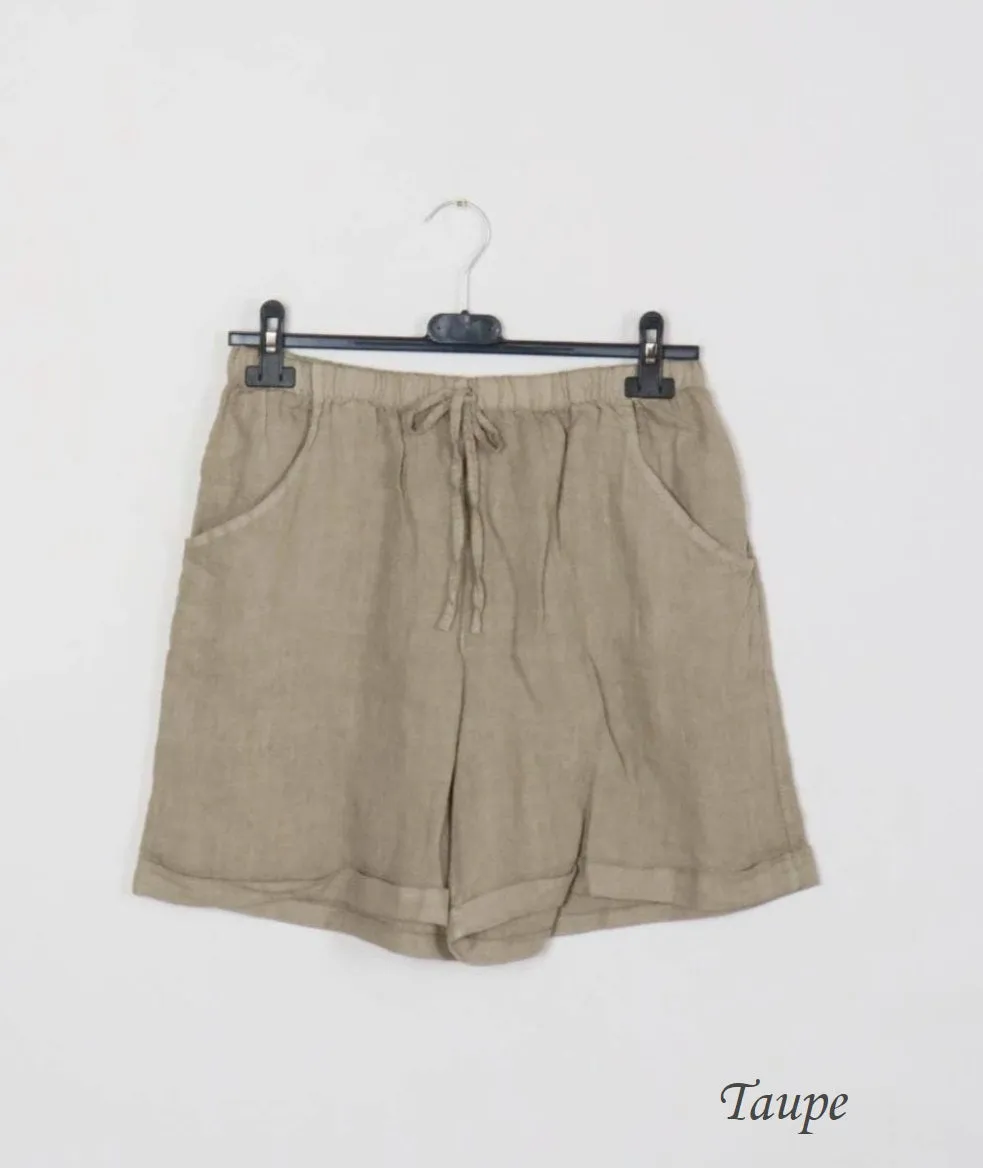 3459 Linen Shorts With Drawstring Tie