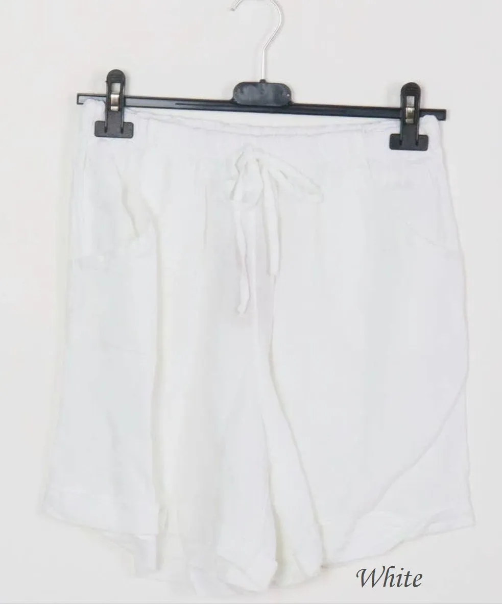 3459 Linen Shorts With Drawstring Tie