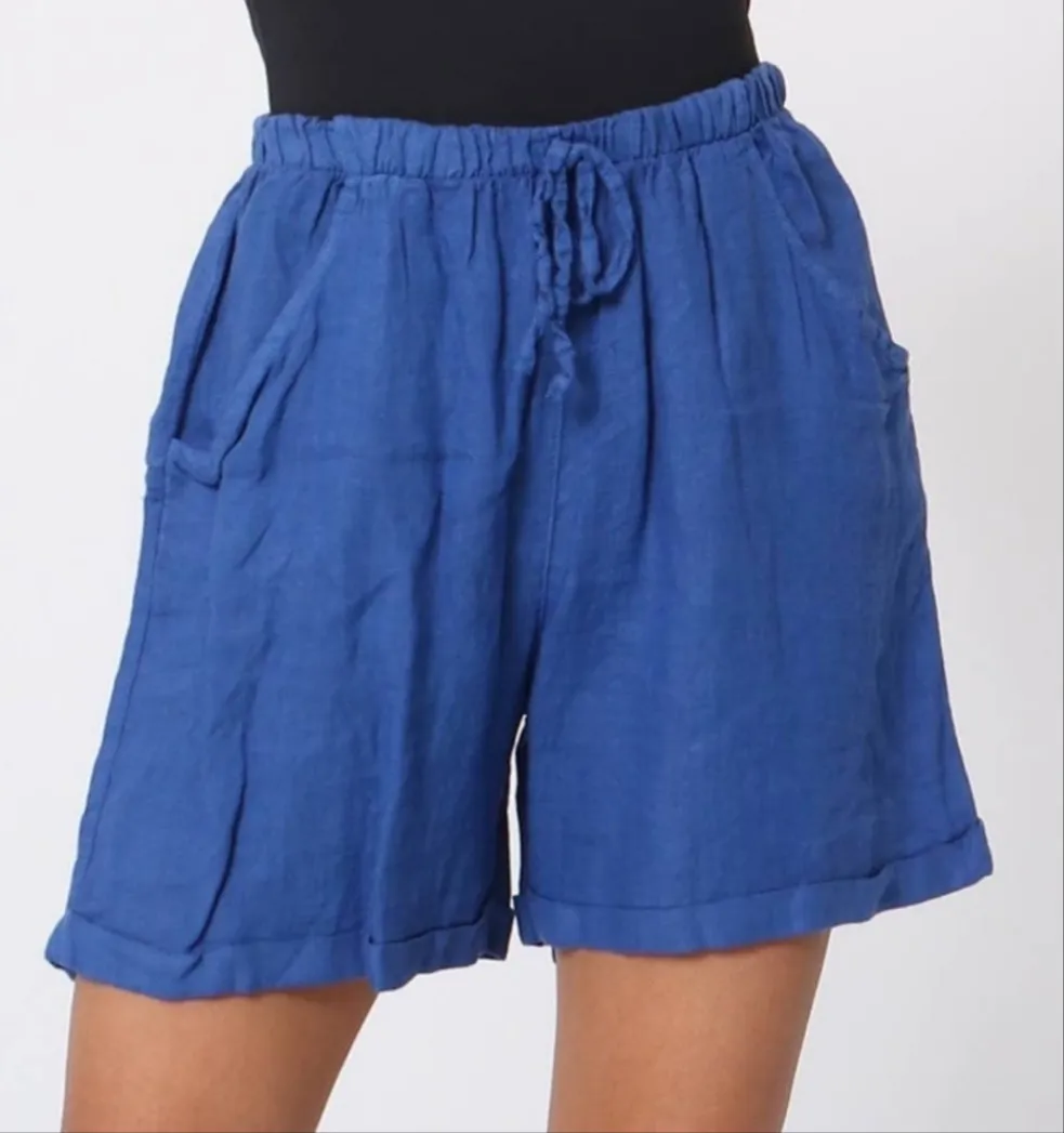 3459 Linen Shorts With Drawstring Tie