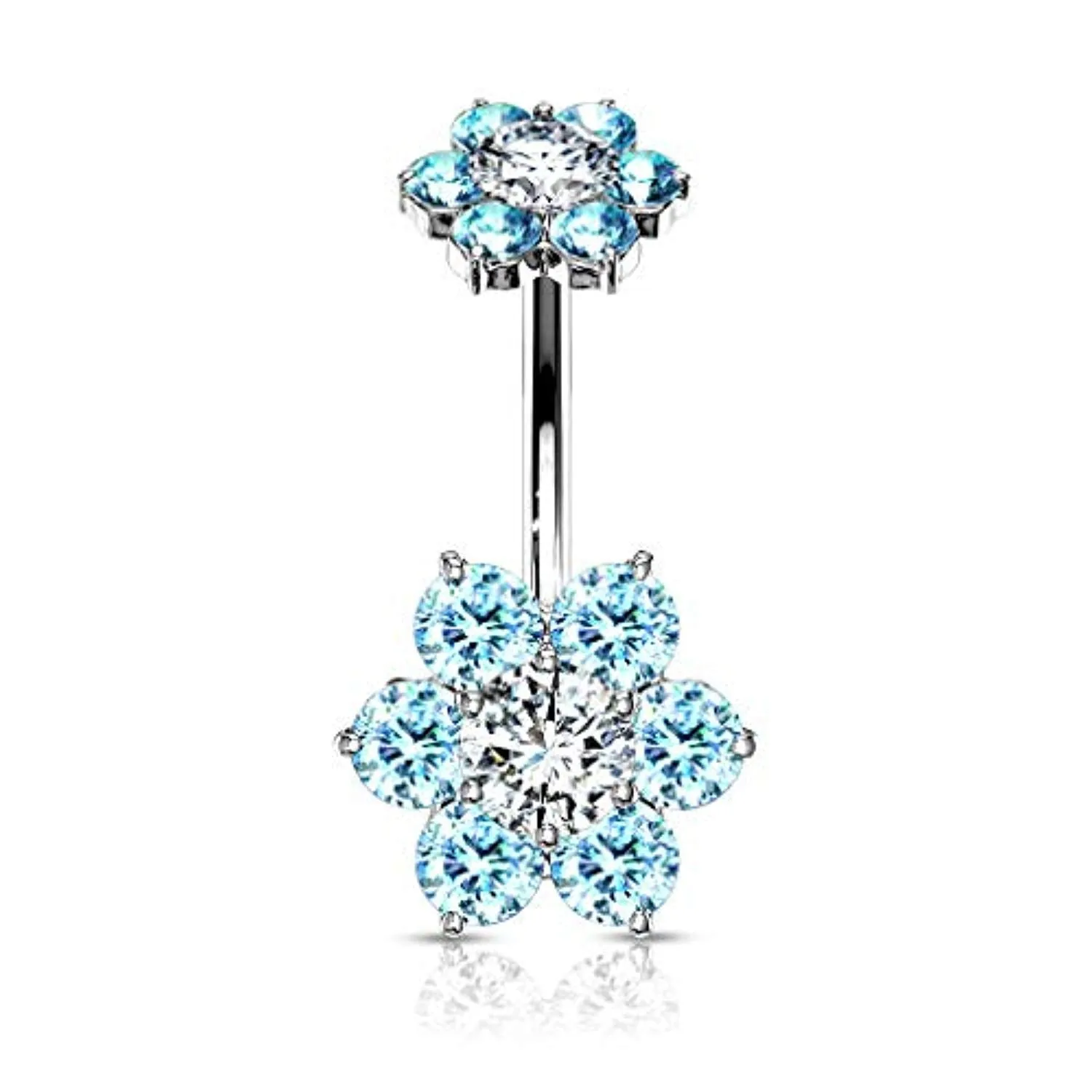 7 CZ Flower with Internally Threaded CZ Flower Top 316L Surgical Steel WildKlass Belly Button Navel Rings