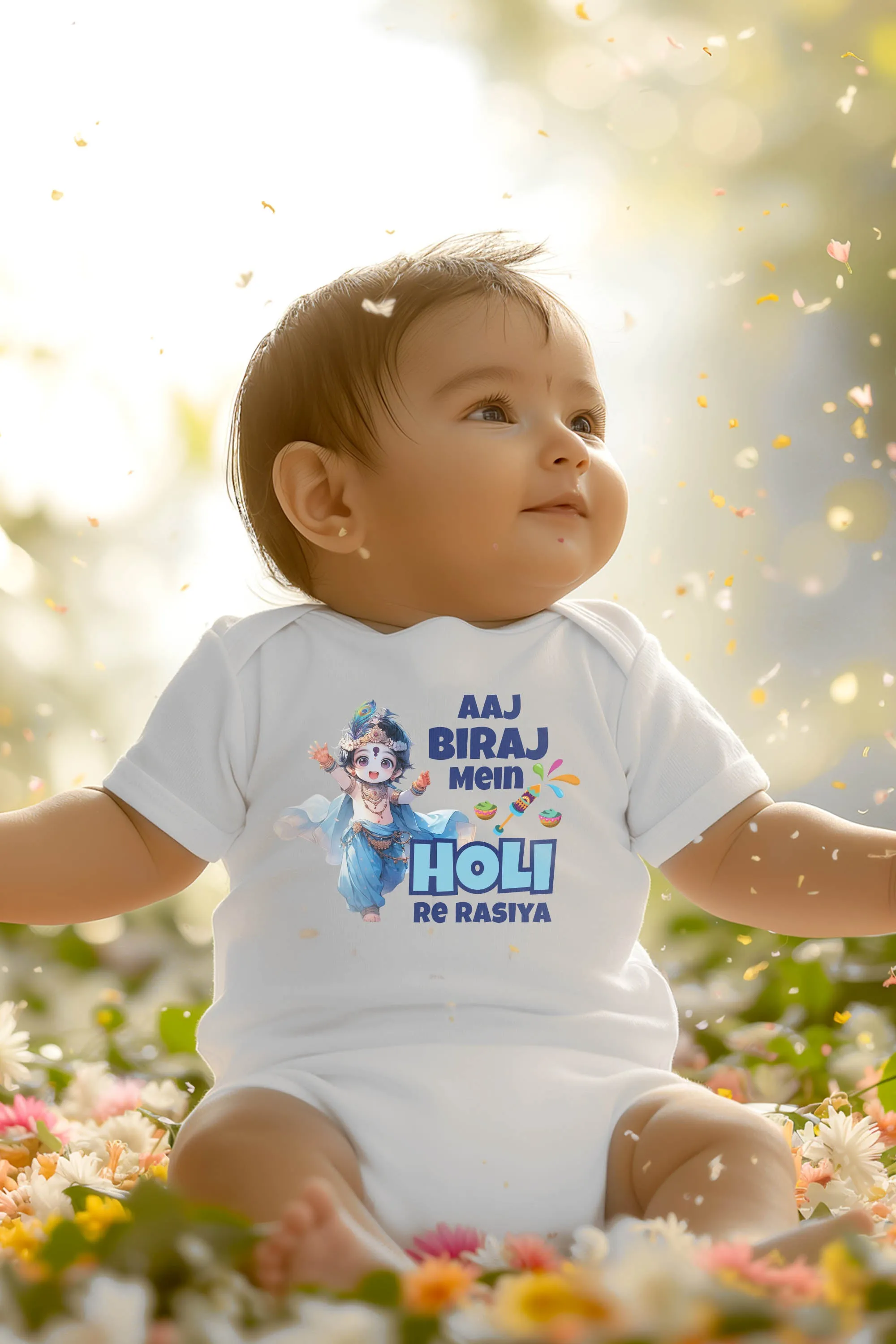 Aaj Biraj Mein Holi Re Rasiya Baby Romper | Onesies