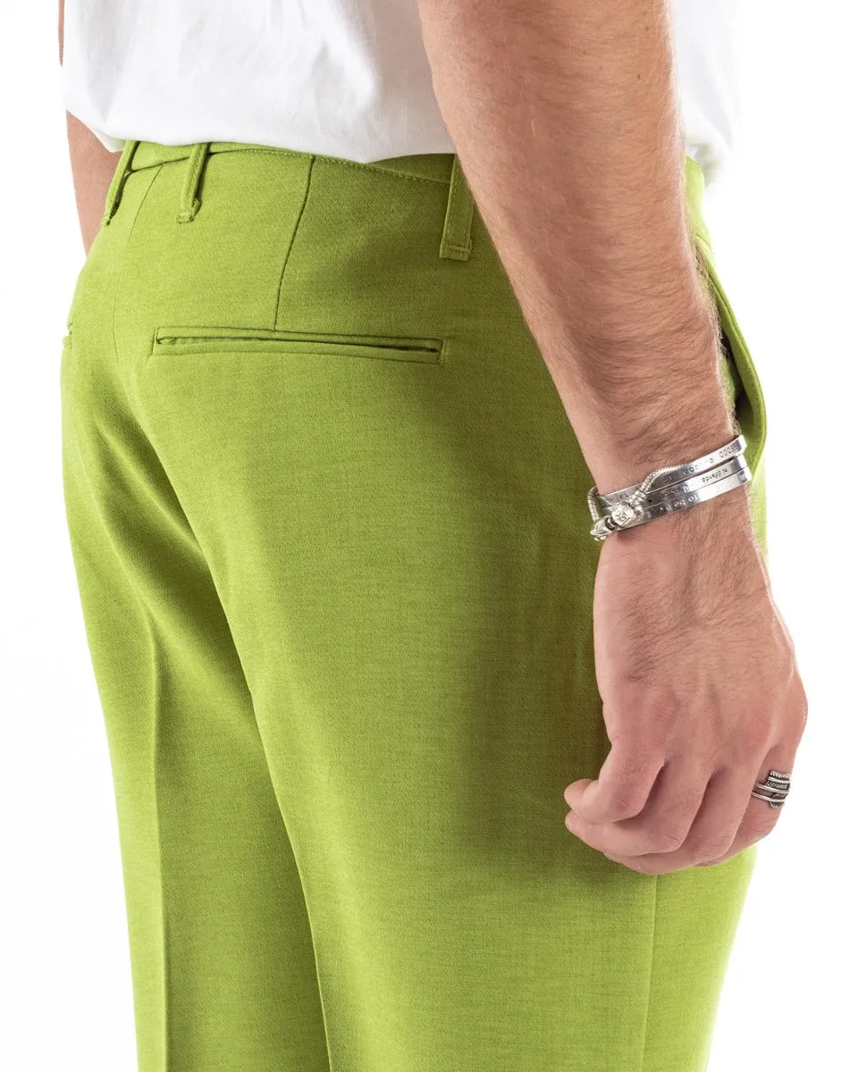 Abito Uomo Doppiopetto Vestito Viscosa Completo Giacca Pantaloni Verde Acido Melangiato Elegante Cerimonia GIOSAL-OU2198A