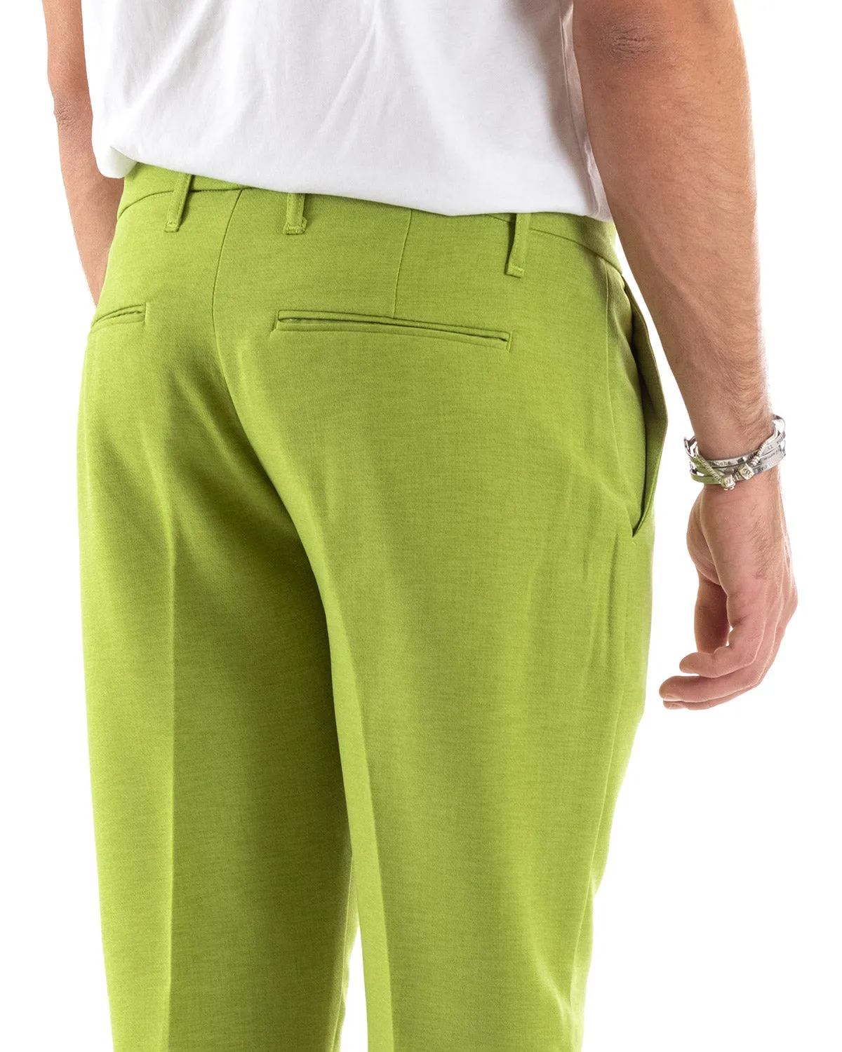 Abito Uomo Doppiopetto Vestito Viscosa Completo Giacca Pantaloni Verde Acido Melangiato Elegante Cerimonia GIOSAL-OU2198A