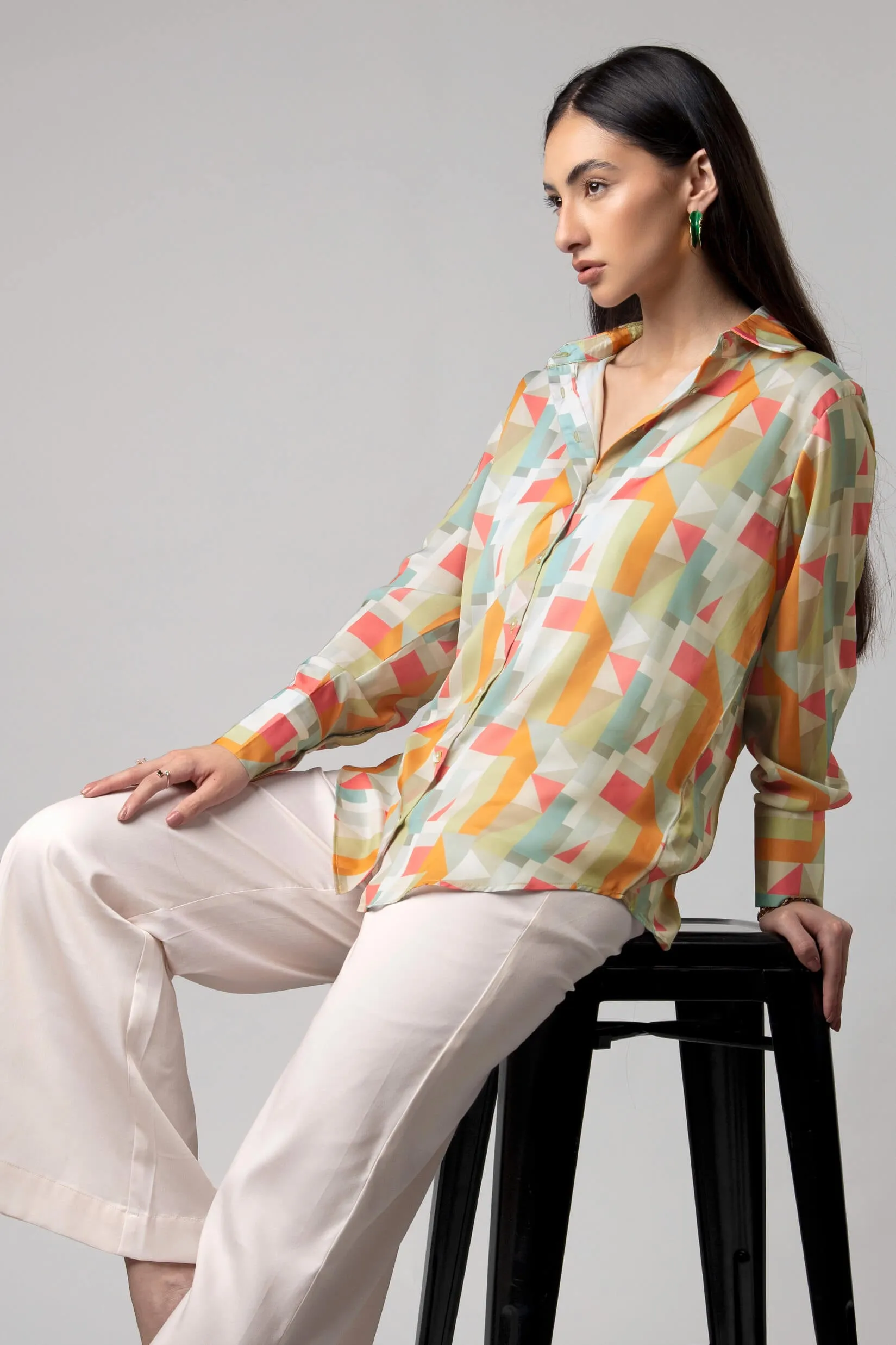 Abstract Regular Fit Casual Shirt