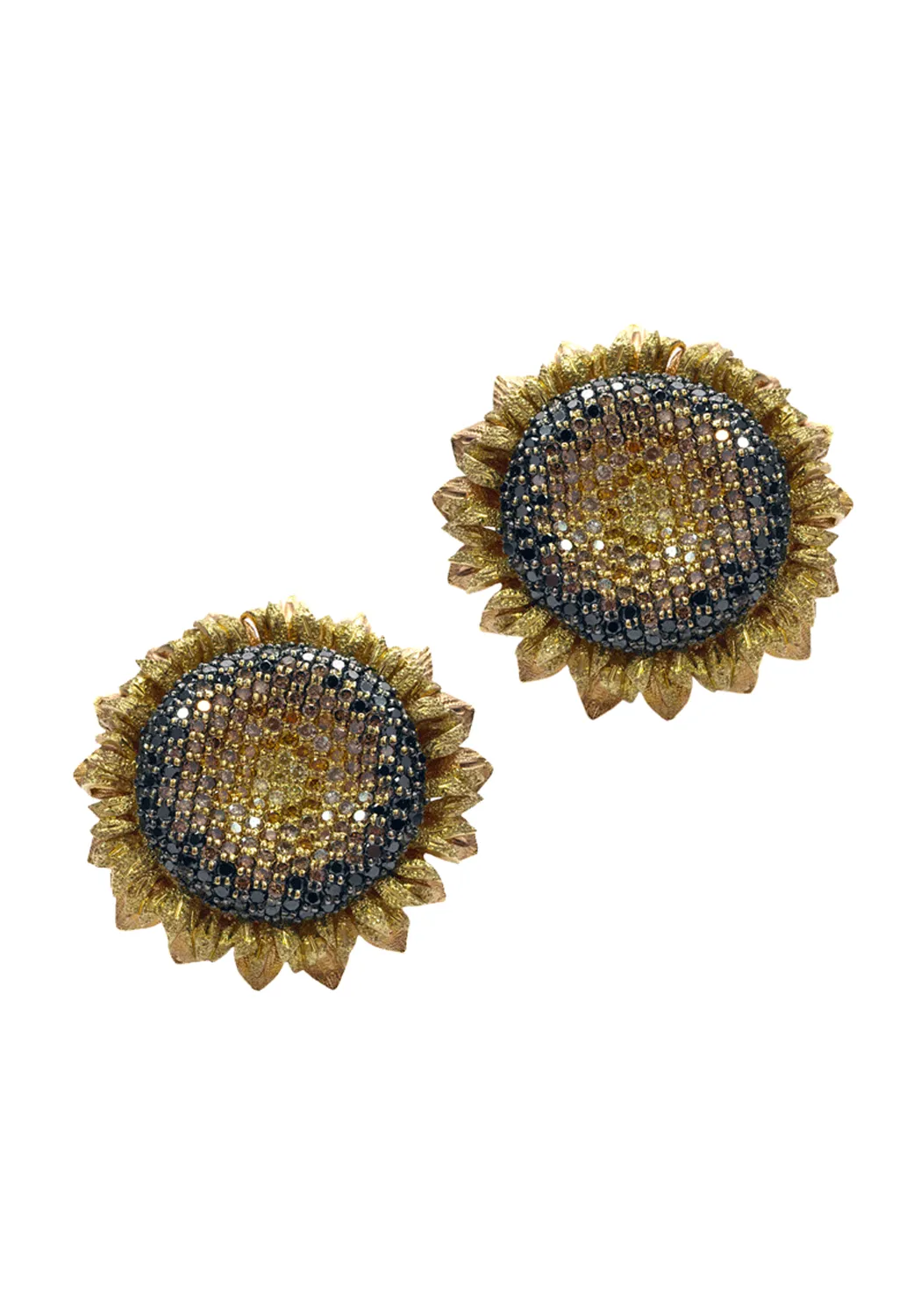 Alex Soldier 18K Gold Diamond Sunflower Earrings