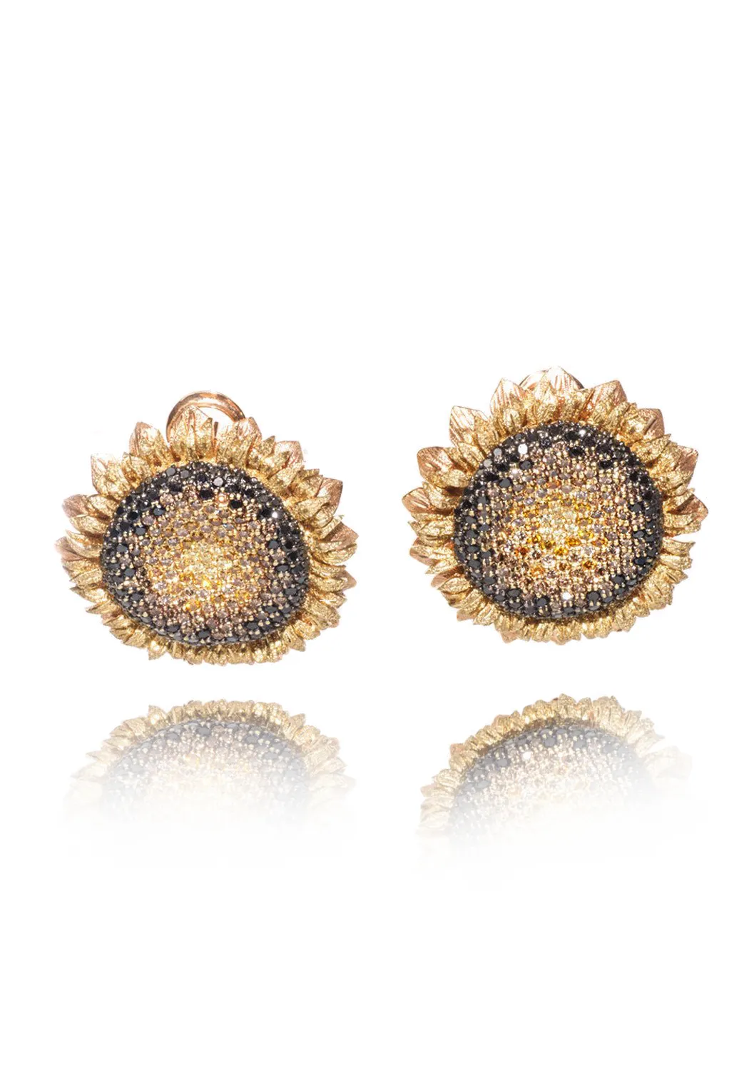 Alex Soldier 18K Gold Diamond Sunflower Earrings