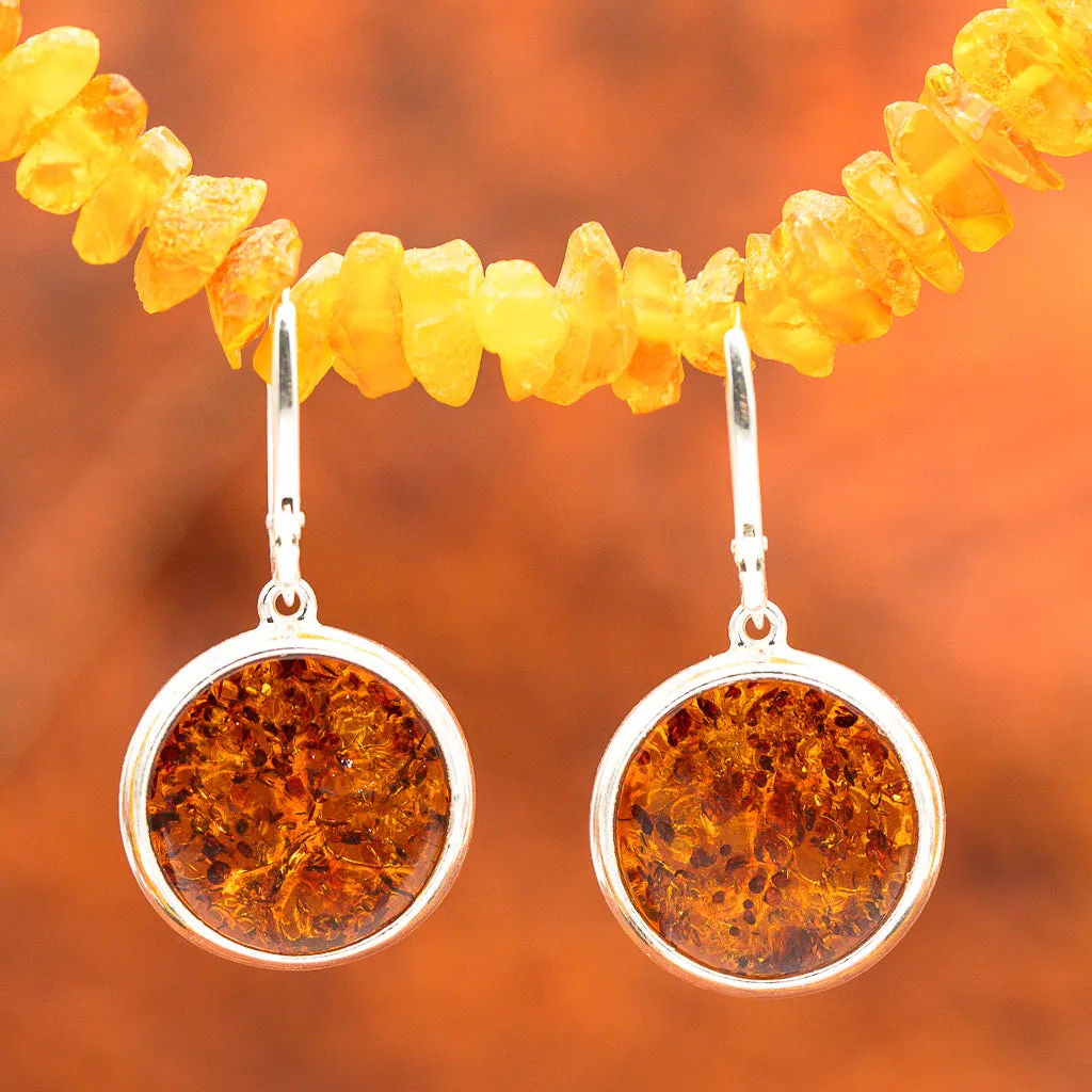 Amber Sterling Silver Tree of Life (Yggdrasill) Earrings