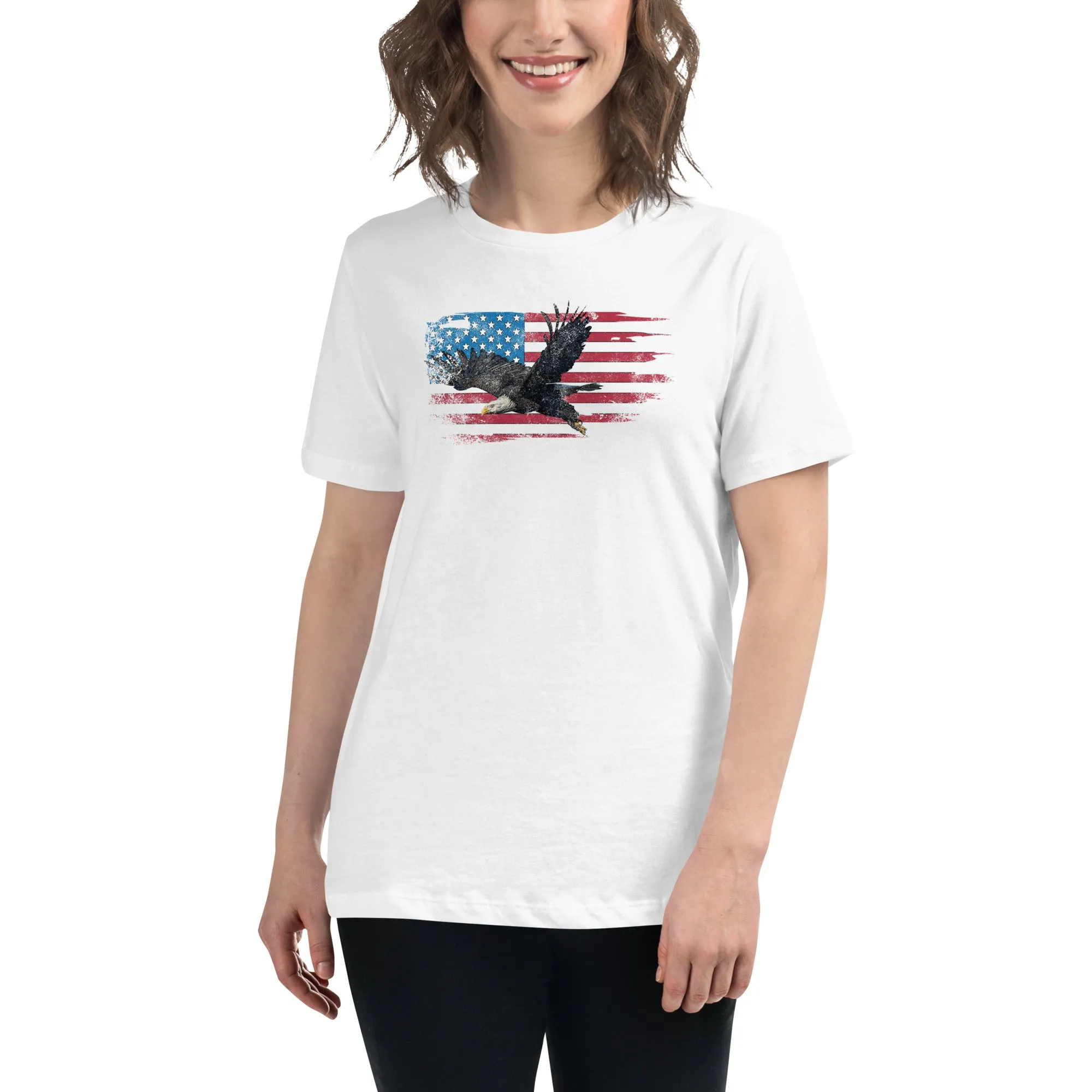 American Flag Bald Eagle Women's Relaxed T-Shirt