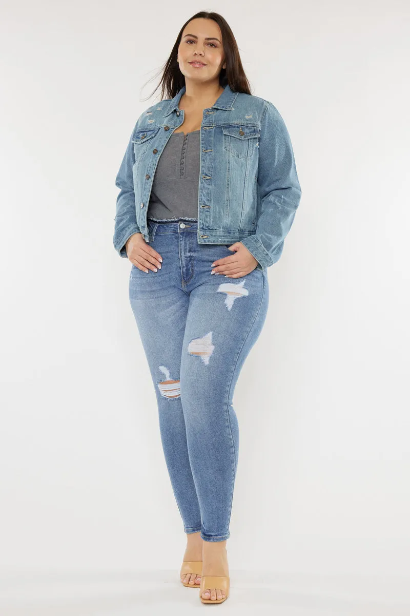 Aria Classic Trucker Denim Jacket (Plus Size)