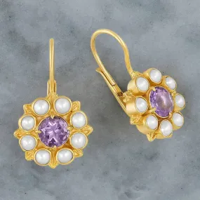 Astrophel Amethyst and Pearl Earrings