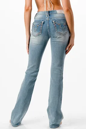 Aztec Embellished Low Rise Bootcut Jeans