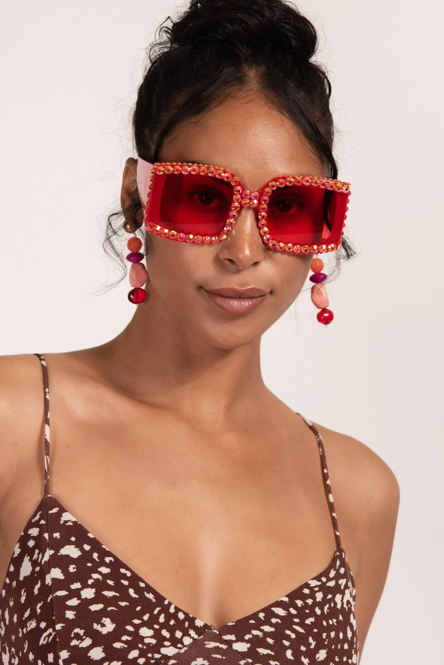 Azura Sparkly Rhinestone Crystal Rectangle Sunglasses