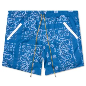 Bandana Track Short - Blue/Creme