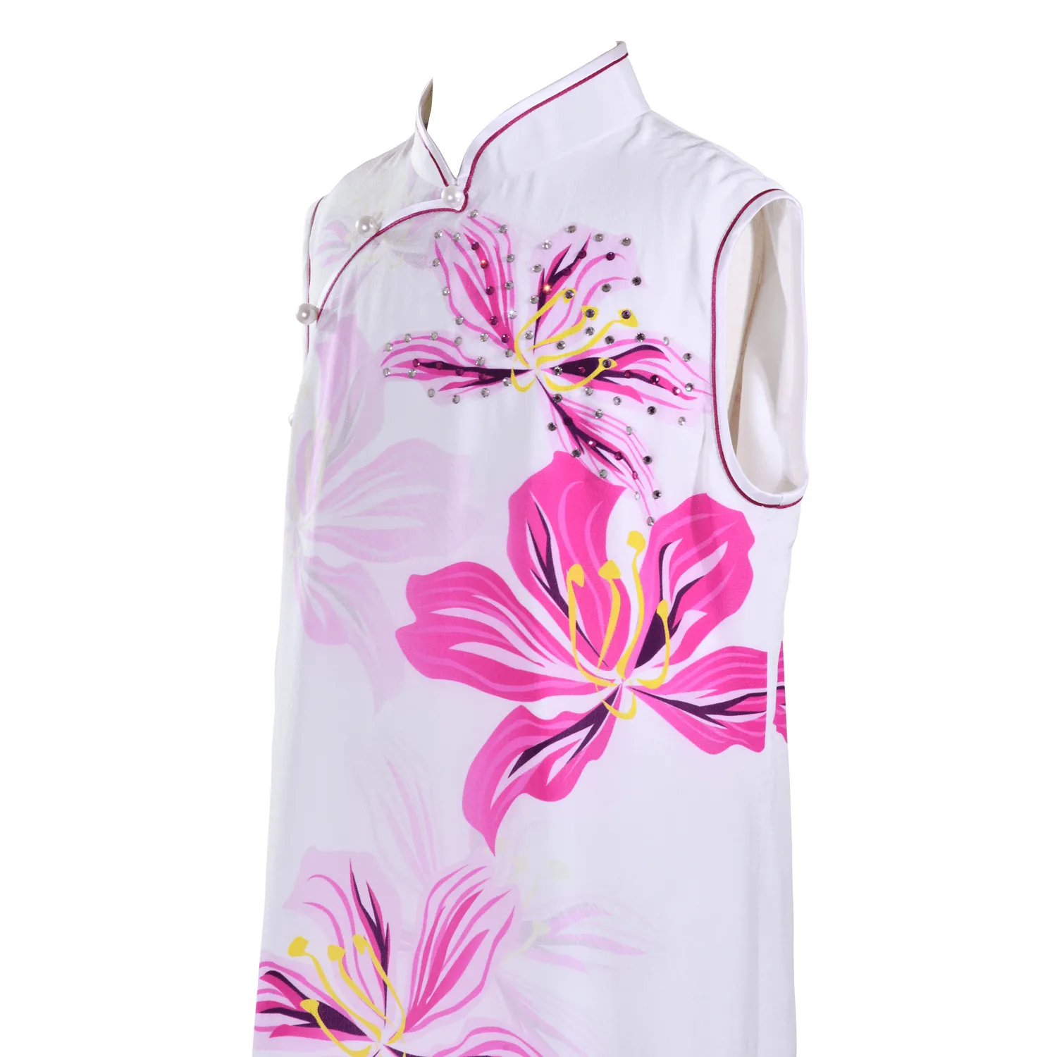 【BAUHINIA】100% Silk Cheongsam with Crystals -Junior