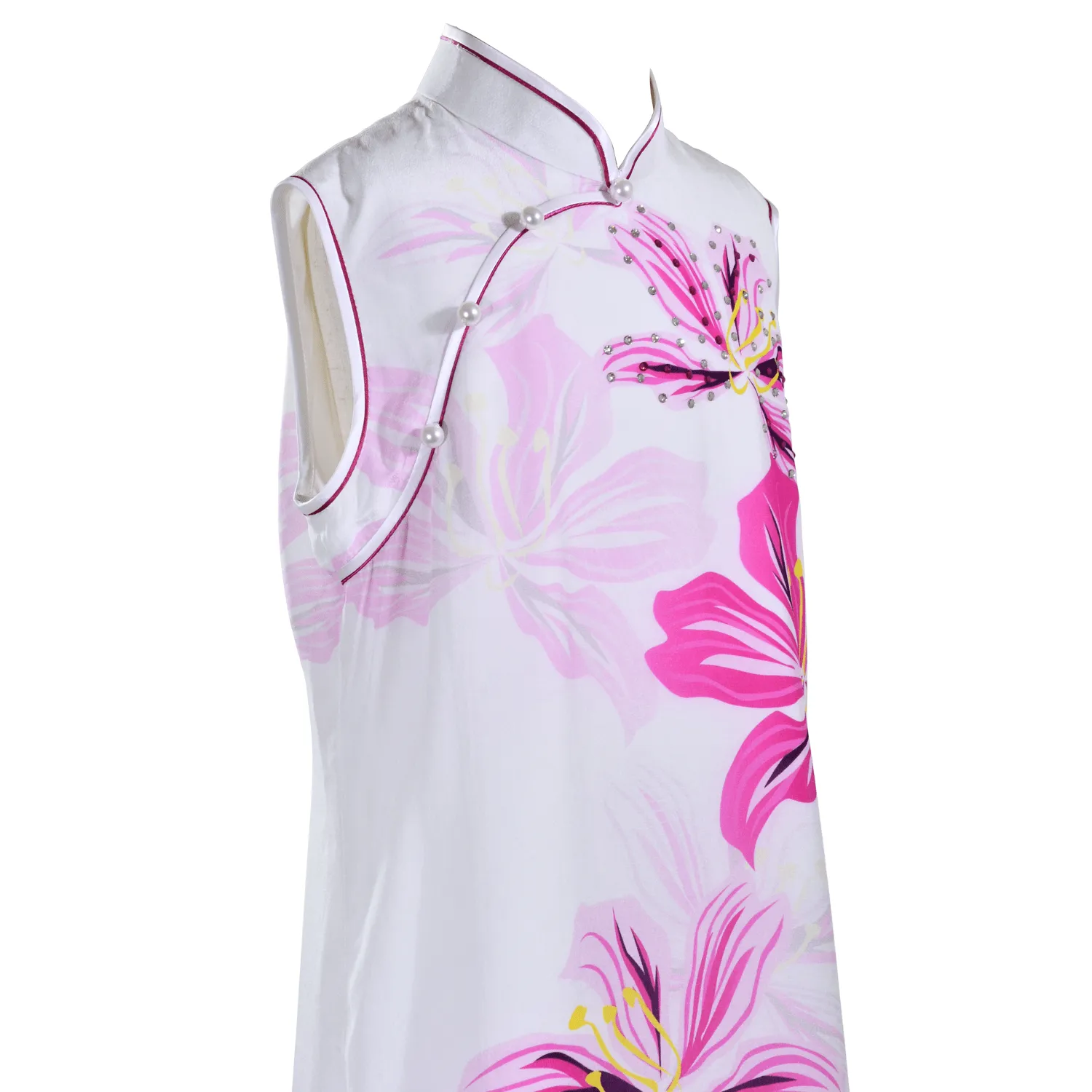 【BAUHINIA】100% Silk Cheongsam with Crystals -Junior