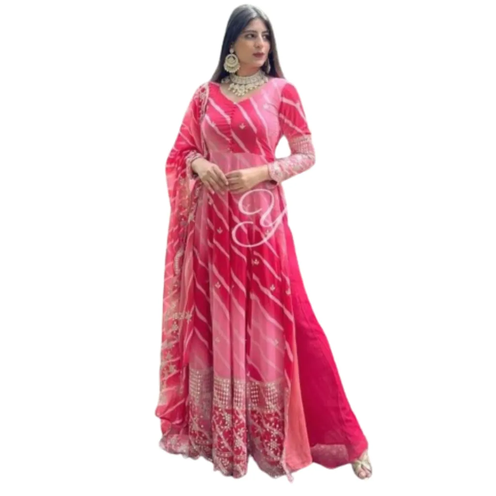 Beautiful Gown Palazzo Dupatta Suit for Party wear and Diwali.