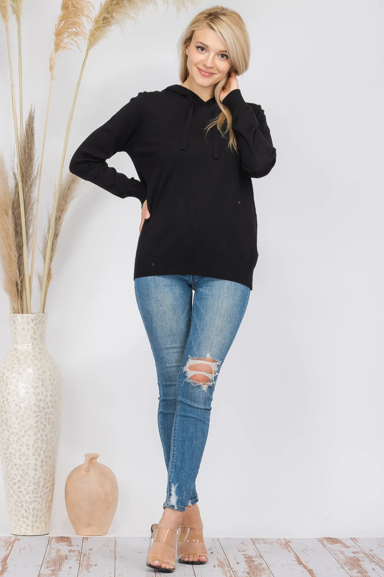 Black Laid Back Sweater Hoodie