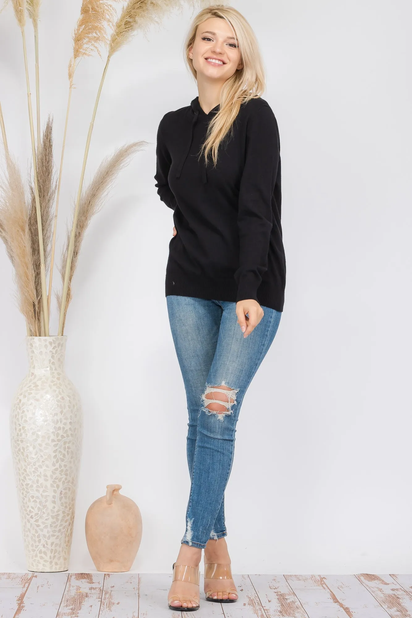 Black Laid Back Sweater Hoodie