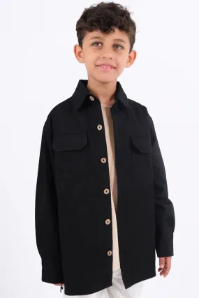 Black Long-Sleeved Overshirt