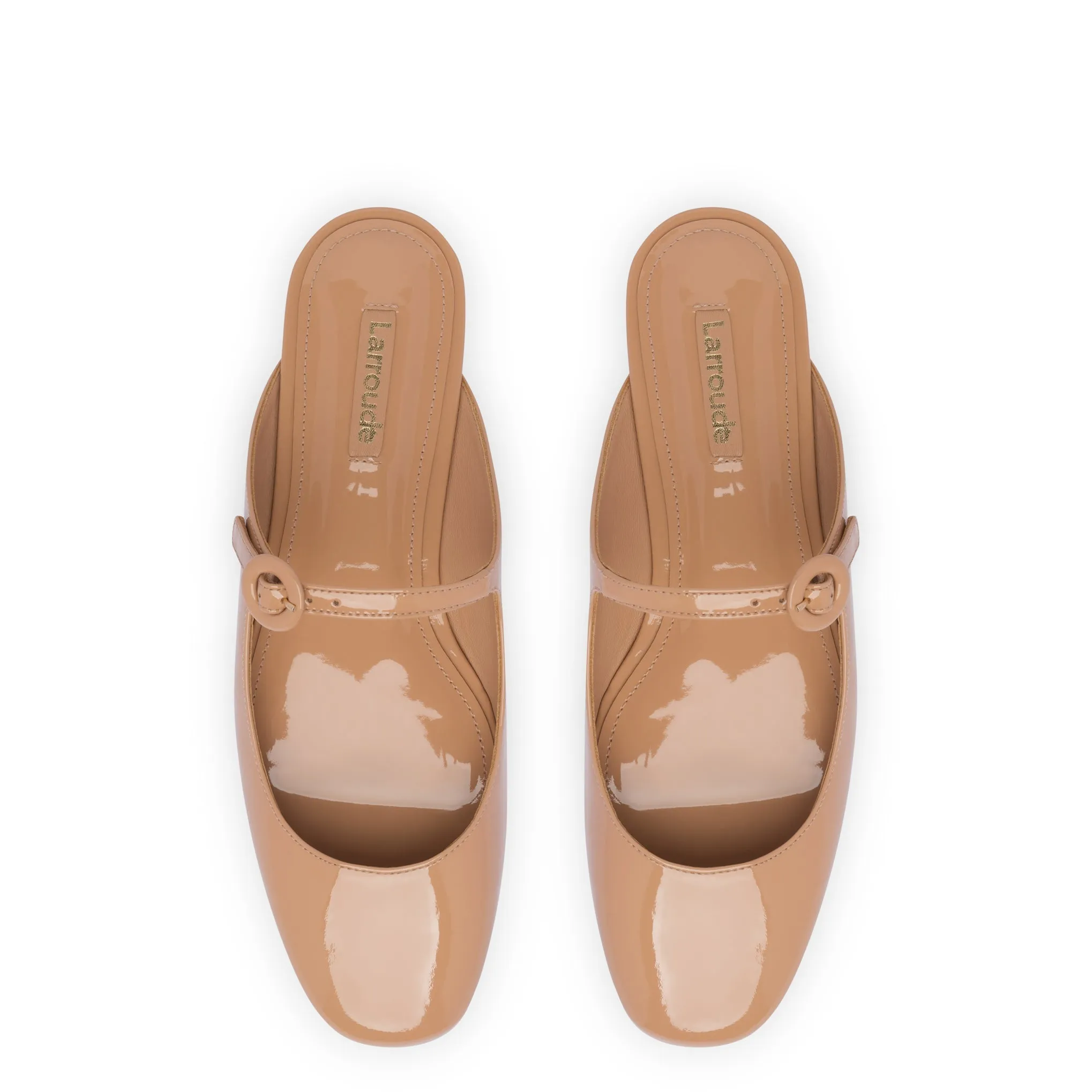 Blair Flat Mule In Tan Patent Leather