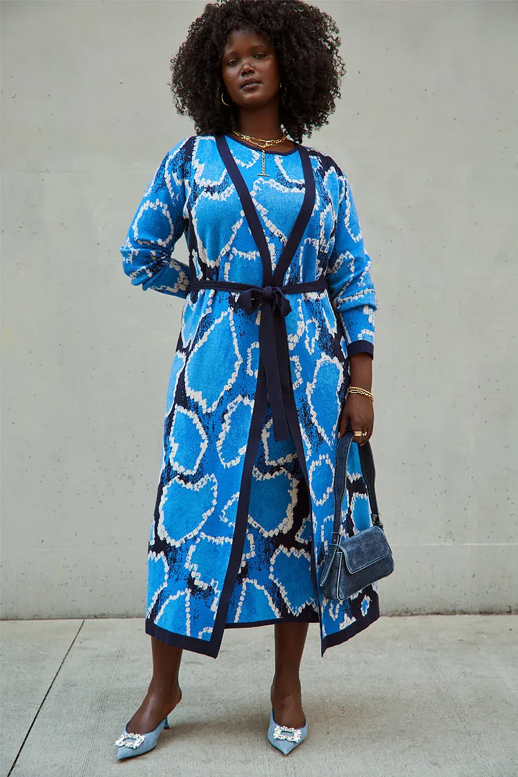 Blue Animal Maxi Cardigan