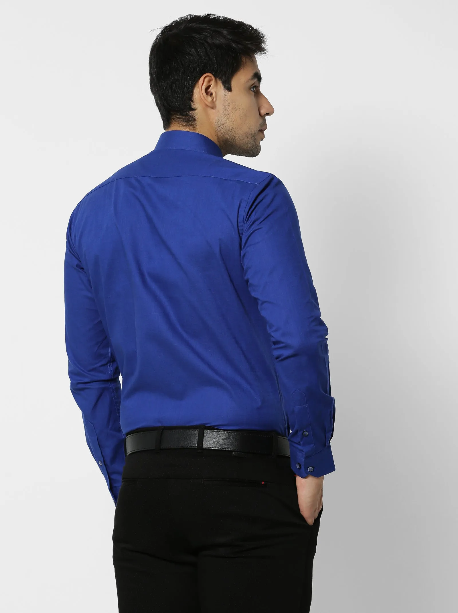 Blue Solid Formal Shirt