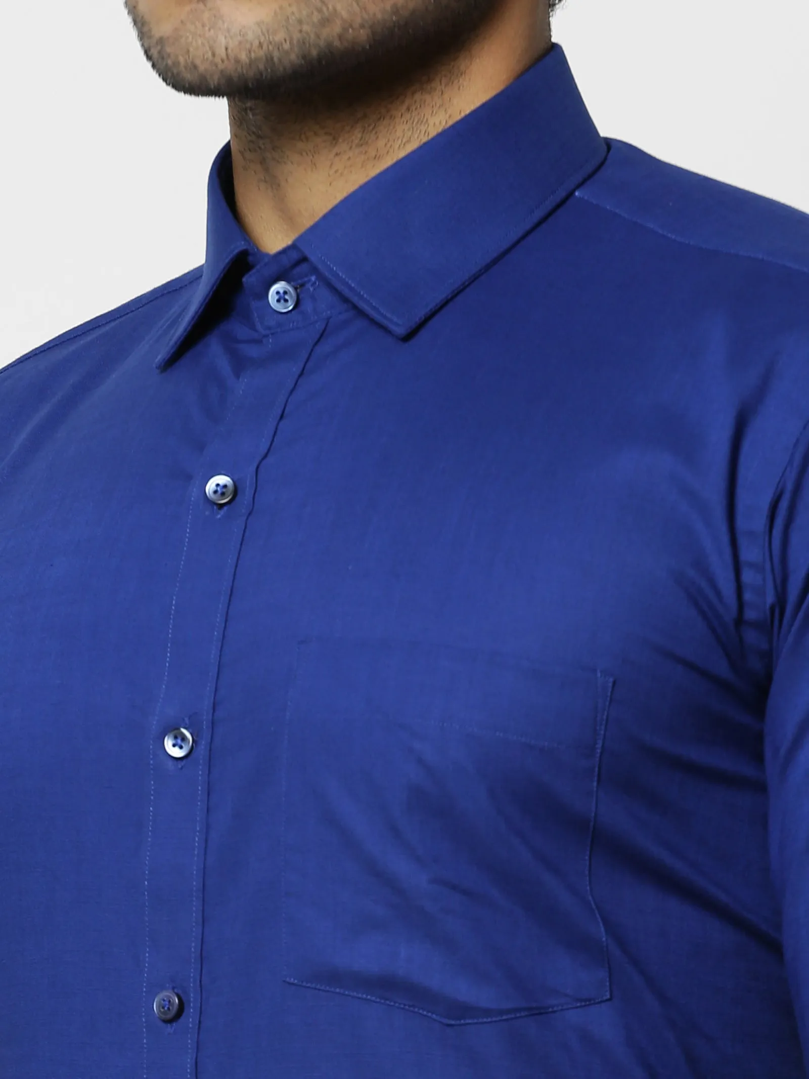 Blue Solid Formal Shirt