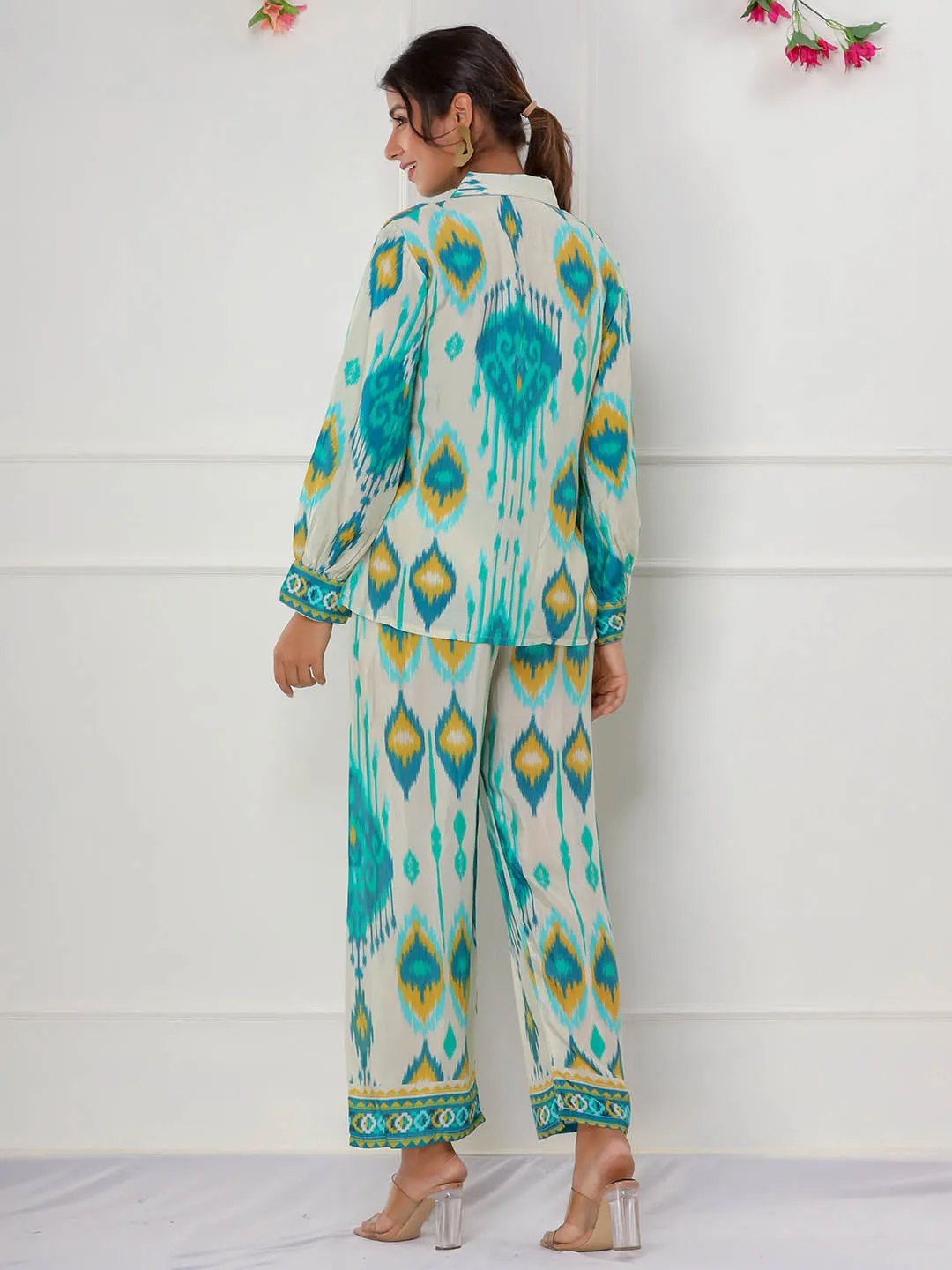 Boho Muslin Co-ord Set with Trendy Ikat Print