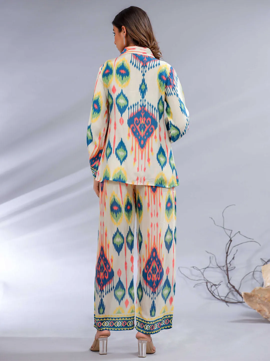 Boho Muslin Co-ord Set with Trendy Ikat Print