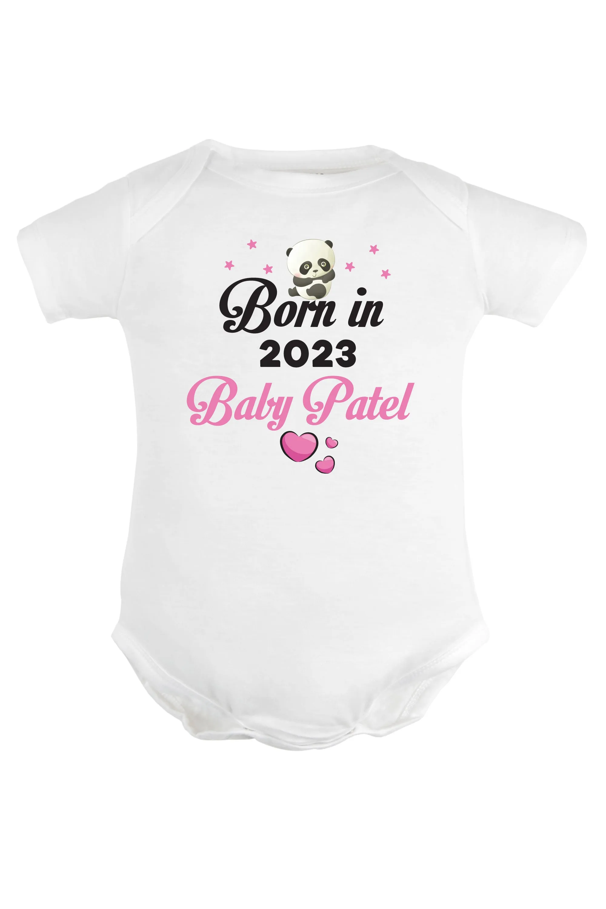 Born In 2023 (Pink) Baby Romper | Onesies w/ Custom Surname