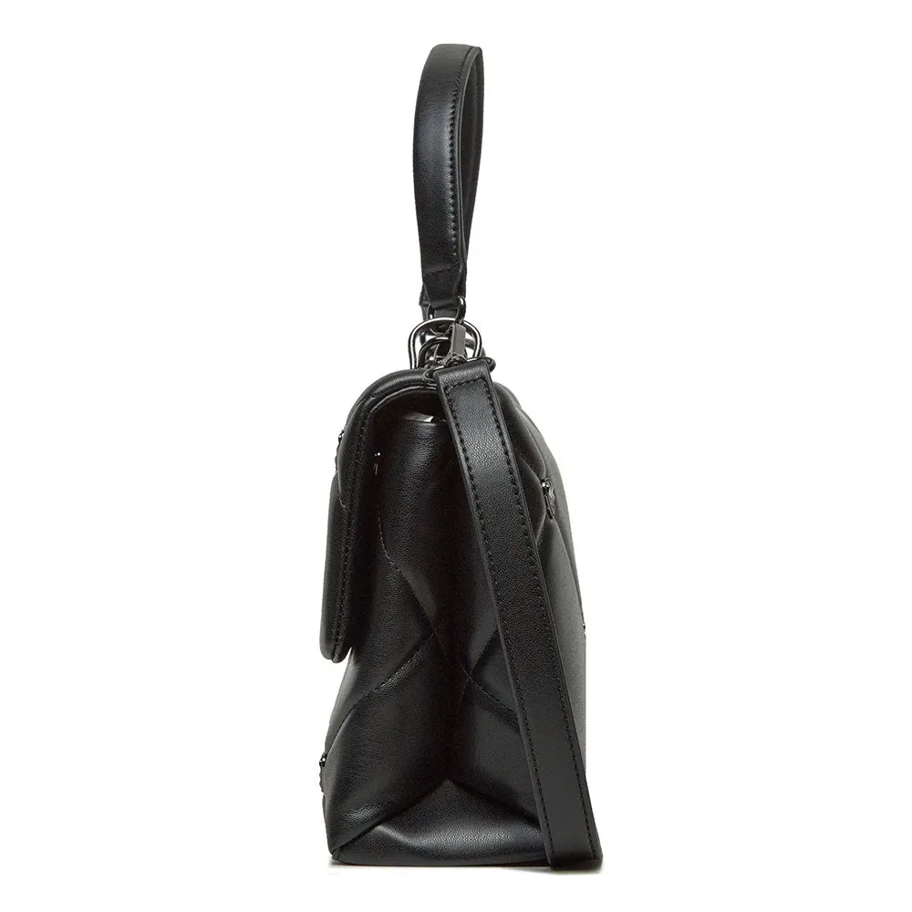 Borsa Donna a Spalla LOVE MOSCHINO linea Jewel Hearts Nero con Borchie Canna di Fucile