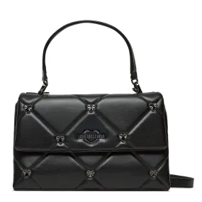 Borsa Donna a Spalla LOVE MOSCHINO linea Jewel Hearts Nero con Borchie Canna di Fucile