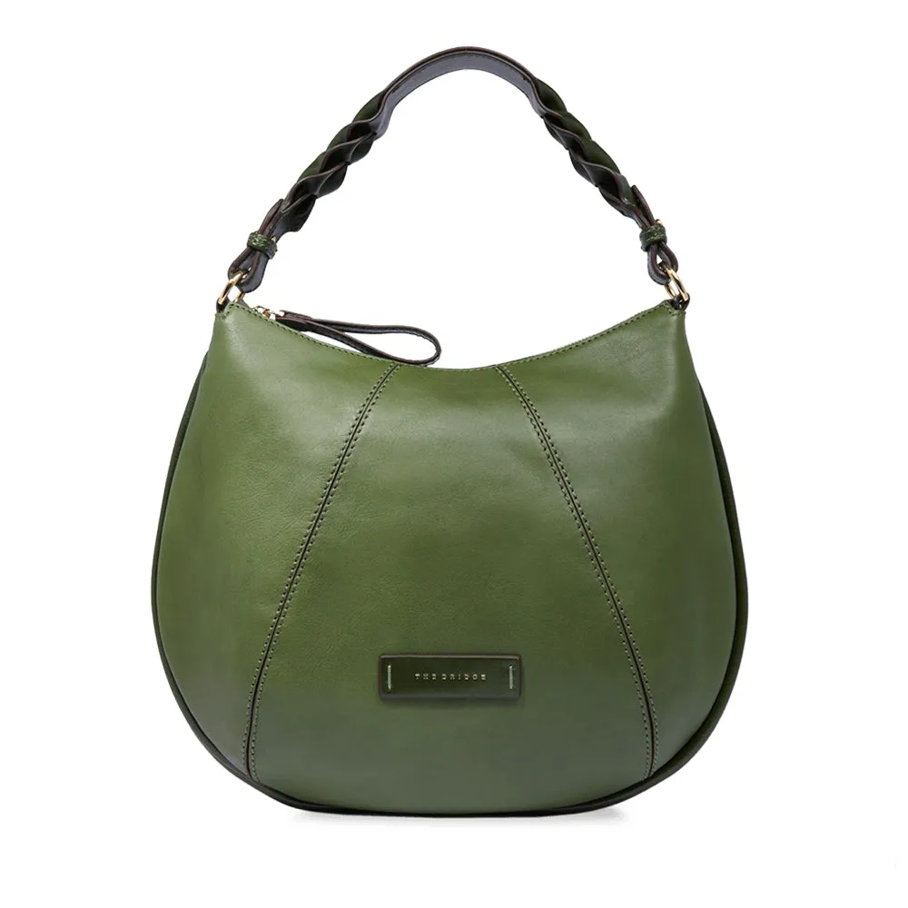 Borsa Donna Hobo con Tracolla THE BRIDGE linea Brigida in Pelle Verde Cipresso