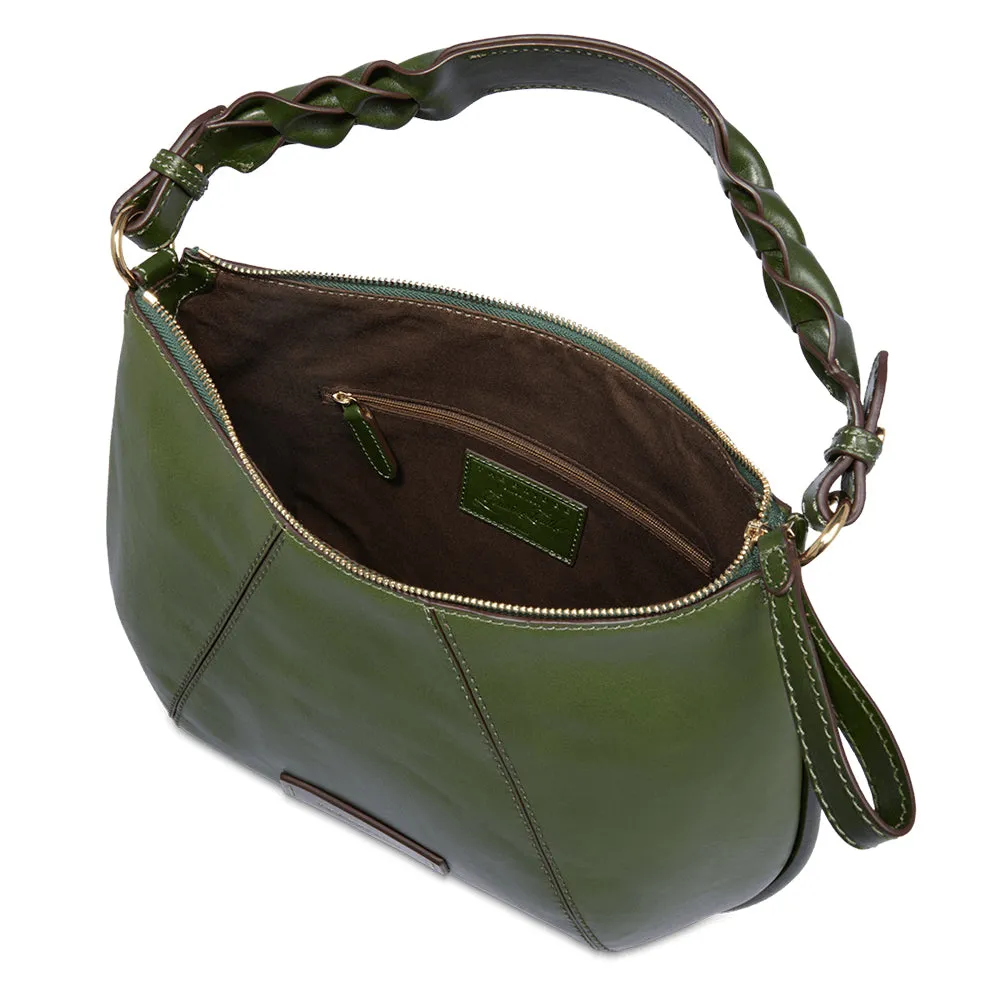 Borsa Donna Hobo con Tracolla THE BRIDGE linea Brigida in Pelle Verde Cipresso