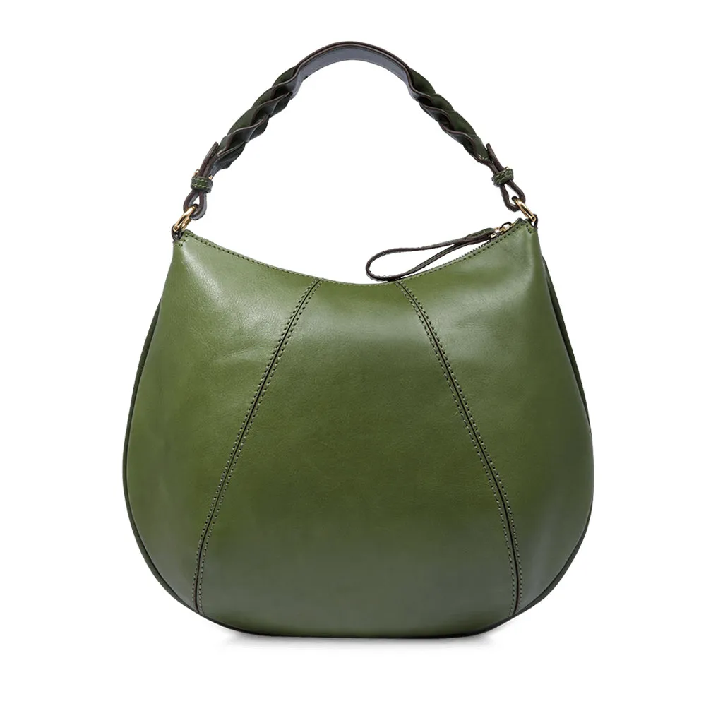 Borsa Donna Hobo con Tracolla THE BRIDGE linea Brigida in Pelle Verde Cipresso