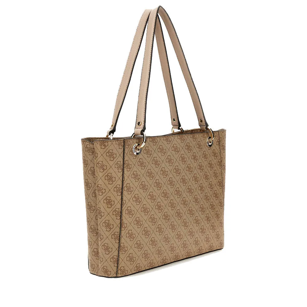 Borsa Donna Shopper a Spalla GUESS Linea Noelle colore Latte Logo