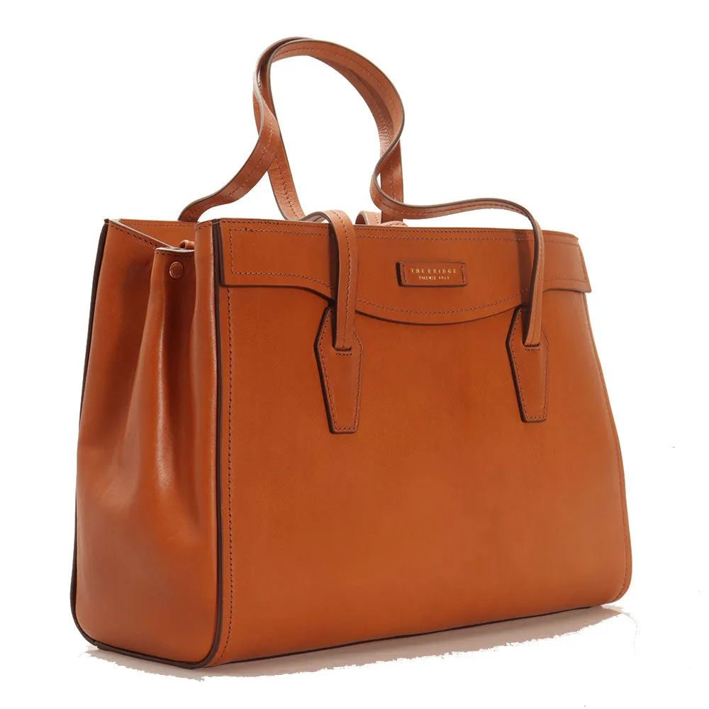 Borsa Donna Shopping Grande THE BRIDGE in Pelle color Cognac linea Angela