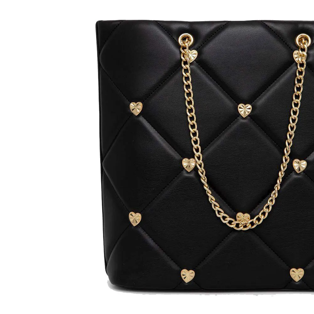 Borsa Donna Shopping Verticale LOVE MOSCHINO linea Jewel Hearts colore Nero