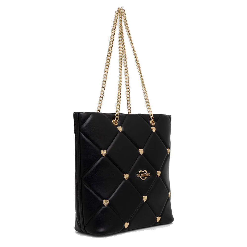 Borsa Donna Shopping Verticale LOVE MOSCHINO linea Jewel Hearts colore Nero