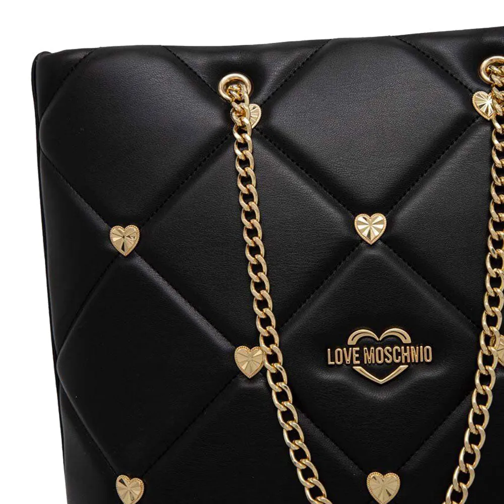 Borsa Donna Shopping Verticale LOVE MOSCHINO linea Jewel Hearts colore Nero