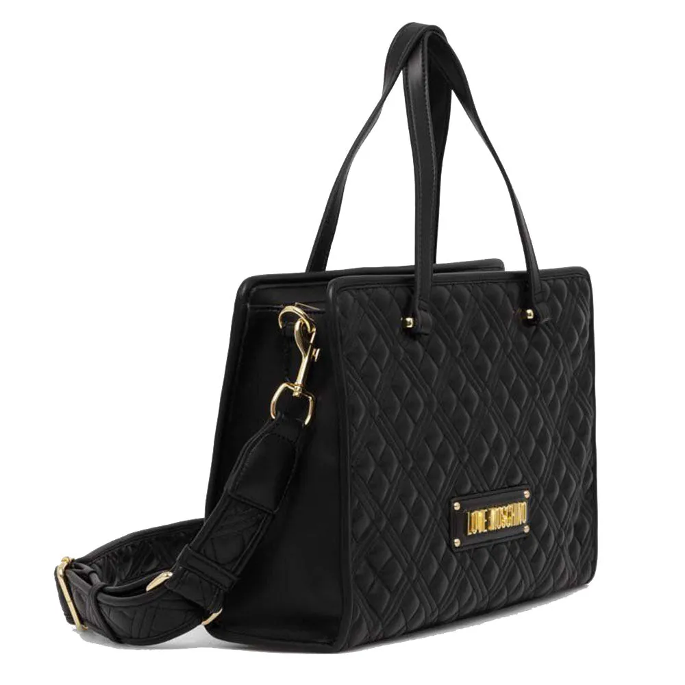 Borsa Rigida a Mano con Tracolla LOVE MOSCHINO linea Logo Lettering colore Nero