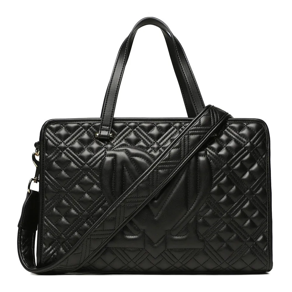 Borsa Rigida a Mano con Tracolla LOVE MOSCHINO linea Logo Lettering colore Nero