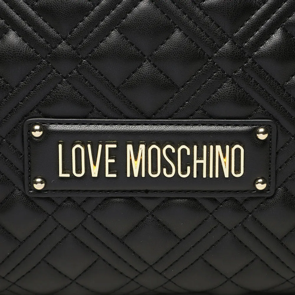 Borsa Rigida a Mano con Tracolla LOVE MOSCHINO linea Logo Lettering colore Nero